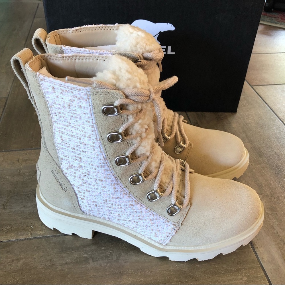 Sorel Lennox Lace Cozy Boots Ancient Fossil Women’s Size 6 NWT - Picture 2 of 9